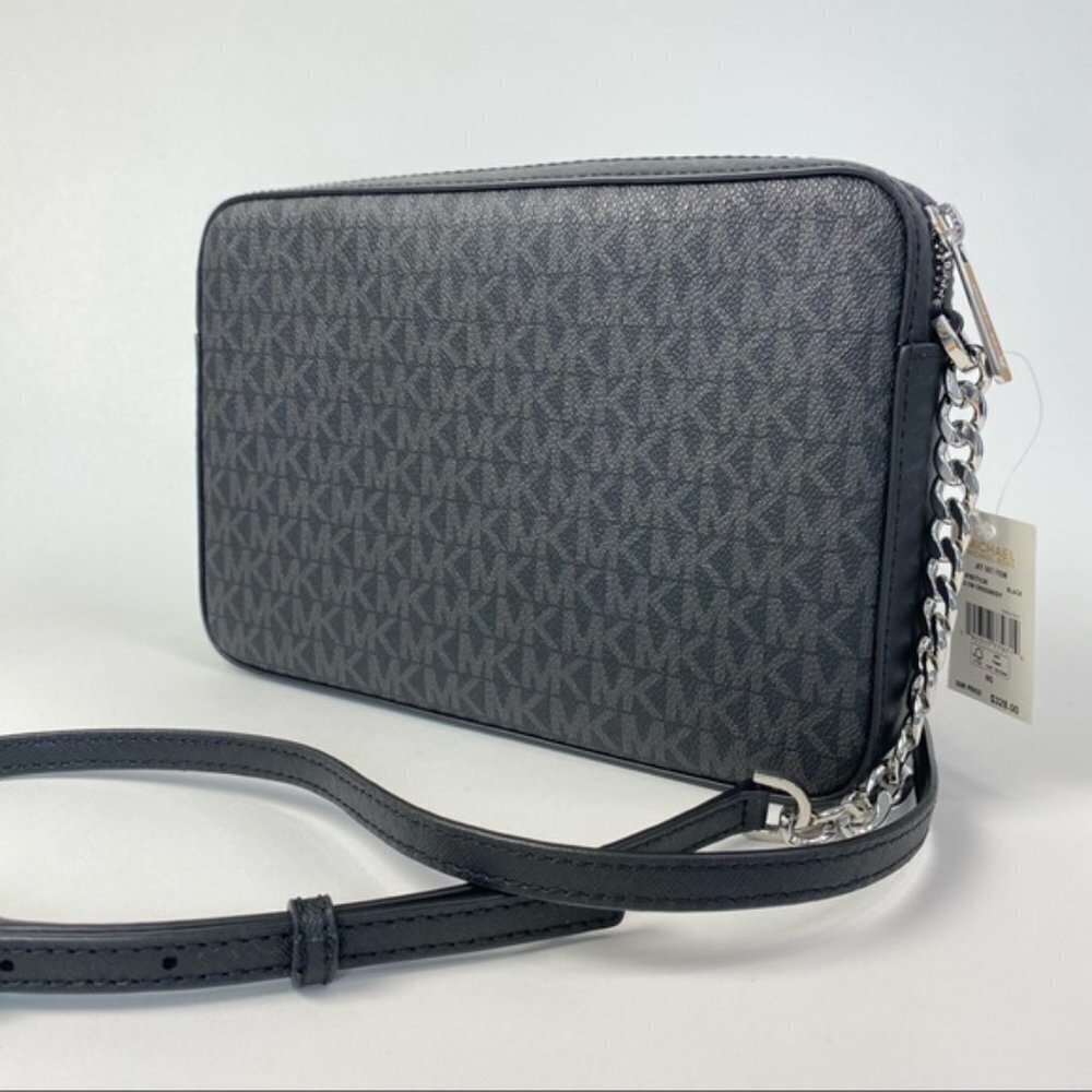 Michael Kors Large Jet set Crossbody Bag in Black Signature MK Print - Picture 6 of 8